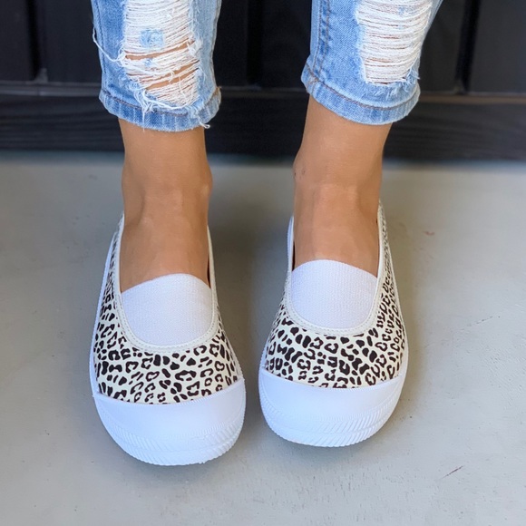 Cheetah Print Wide Fit Slip On Sneaker Flats - Picture 4 of 7